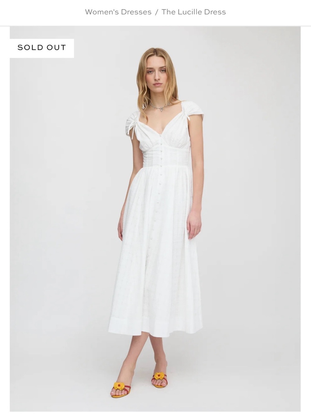 Hill House White Midi Dress with Sweetheart Neckline